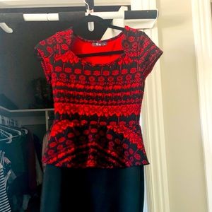 Black and Red Midi Dress